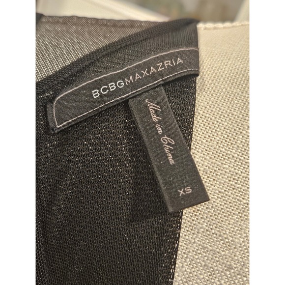 BCBGMAXAZRIA ALAI Black Sheer Chiffon Illusion Waist Maxi Dress Evening Gown XS - Picture 9 of 11